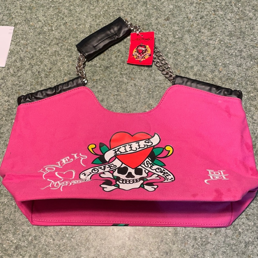 Pink Ed Hardy shoulder bag